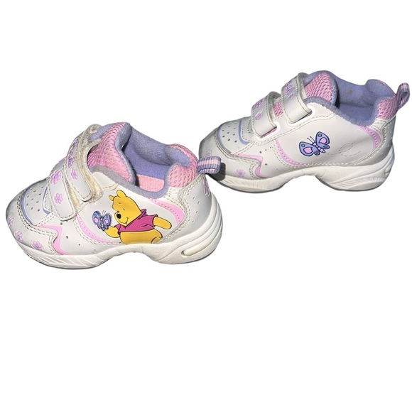 RARE Vintage Winnie the Pooh Disney Floral Toddler Shoes Butterfly Floral 5 - Picture 6 of 8